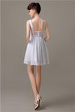 Charming A-line Chiffon V-neck Backless Bridesmaid Dresses