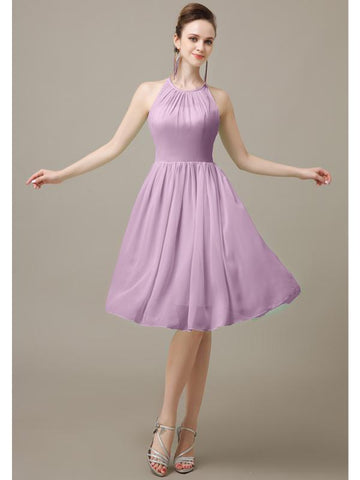 Halter  A-line Knee-Length Chiffon Bridesmaid Dresses