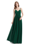 Pleated A-line Spaghetti Straps Chiffon Long Bridesmaid Dresses