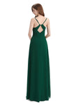 Pleated A-line Spaghetti Straps Chiffon Long Bridesmaid Dresses