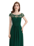 Elegant A-line Short Sleeve  Floor-Length Bridesmaid Dresses