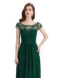 Elegant A-line Short Sleeve  Floor-Length Bridesmaid Dresses