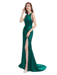 V-neck Sleeveless Split Side Floor-Length Bridesmaid Dresses