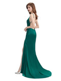 V-neck Sleeveless Split Side Floor-Length Bridesmaid Dresses