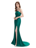 Elegant Strapless Split Side Floor-Length Bridesmaid Dresses