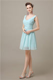 Charming V-neck Chiffon A-line Knee-Length Bridesmaid Dresses