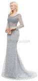 Long Sleeve Mermaid Lace Backless Beaded Floor-Length Prom Dress, YKX058