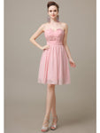 Simple Strapless Chiffon A-line Knee-Length Bridesmaid Dresses