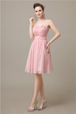 Simple Strapless Chiffon A-line Knee-Length Bridesmaid Dresses