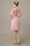 Simple Strapless Chiffon A-line Knee-Length Bridesmaid Dresses