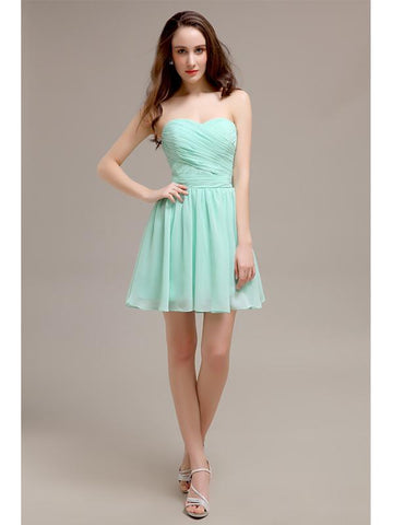 Simple Sweetheart A-Line Short Chiffon Bridesmaid Dresses