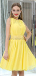 Yellow Chiffon A-line Sleeveless Beaded Homecoming Dresses, YKX070