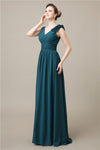 Elegant V-neck Flower A-line Floor-Length Bridesmaid Dresses