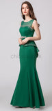 Mermaid Jersey Sleeveless Round Neck Backless Prom Dress, YKX076