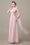 One Shoulder Chiffon A-line Floor-Length Bridesmaid Dresses