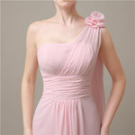 One Shoulder Chiffon A-line Floor-Length Bridesmaid Dresses