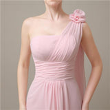 One Shoulder Chiffon A-line Floor-Length Bridesmaid Dresses