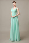 V-Neck Chiffon A-line Floor-Length Bridesmaid Dresses