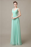 V-Neck Chiffon A-line Floor-Length Bridesmaid Dresses