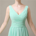 V-Neck Chiffon A-line Floor-Length Bridesmaid Dresses