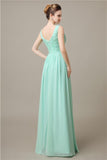 V-Neck Chiffon A-line Floor-Length Bridesmaid Dresses