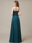 Pretty A-line Chiffon Hatler Floor-Length Bridesmaid Dresses