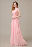 One-Shoulder A-line Chiffon Elegant Floor-Length Bridesmaid Dresses