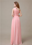 One-Shoulder A-line Chiffon Elegant Floor-Length Bridesmaid Dresses