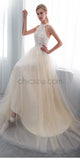 A-line Halter Lace Tulle Dream Long Romantic Pretty  Wedding Dresses With Bead ,Ball Gown LMX1152