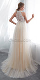 A-line Halter Lace Tulle Dream Long Romantic Pretty  Wedding Dresses With Bead ,Ball Gown LMX1152