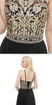 A-line Sleeveless Black Gold Sequin Gorgeous Long Modest Eleganrt Prom Dresses LMX1128