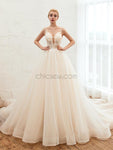 A-line Spaghtti Straps Vintage Lace Modest Princess Weddign Dresses LMX1177