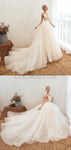 A-line Spaghtti Straps Vintage Lace Modest Princess Weddign Dresses LMX1177