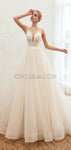 A-line Spaghtti Straps Vintage Lace Modest Princess Weddign Dresses LMX1177