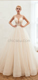A-line Spaghtti Straps Vintage Lace Modest Princess Weddign Dresses LMX1177