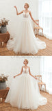 A-line Spaghtti Straps Vintage Lace Smple Country Princess Weddign Dresses LMX1178