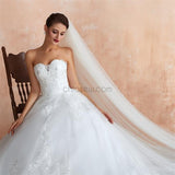 A-line Unique Lace  Sweetheart White Dream High Quality Long Wedding Dresses LMX1179