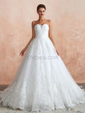 A-line Unique Lace  Sweetheart White Dream High Quality Long Wedding Dresses LMX1179