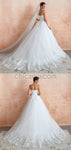 A-line Unique Lace  Sweetheart White Dream High Quality Long Wedding Dresses LMX1179