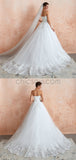 A-line Unique Lace  Sweetheart White Dream High Quality Long Wedding Dresses LMX1179