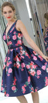 A-line V-Neck Flower Satin Modest Cheap Homecoming Dresses, Short Prom Dress  LMX1164