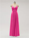 A-line Spaghetti Strap Chiffon Floor Length Bridesmaid Dresses