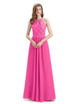 A-line Sleeveless High Neck Floor-Length Bridesmaid Dresses