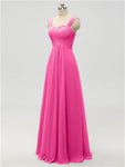 A-line Strap Chiffon Floor Length Long Bridesmaid Dresses