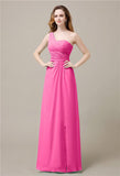 One-Shoulder A-line Sleeveless Floor-Length Bridesmaid Dresses