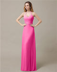 Halter Chiffon A-line Sleeveless Floor-Length Bridesmaid Dresses