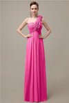 Simple A-line One-Shoulder Floor-Length Chiffon Bridesmaid Dresses