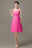 Halter A-line Chiffon Simple Backless Bridesmaid Dresses