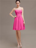 Sweetheart Pleats Chiffon Short Bridesmaid Dresses