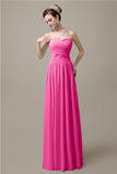 Sweetheart A-line Simple Chiffon Floor-Length Long Bridesmaid Dresses